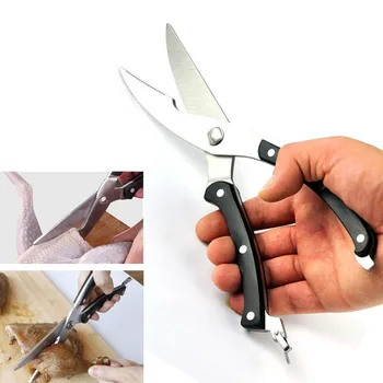 

10'' Cutter Cook Stainless Steel Chicken Bone Tool shear cut Duck Fish Poultry Kitchen scissor with Safe Lock