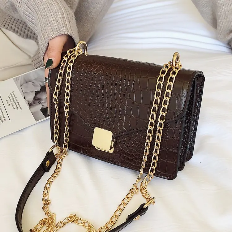 Crocodile Pattern Crossbody Bags For Women 2019 Small Chain Handbag small bag PU Leather Hand ...