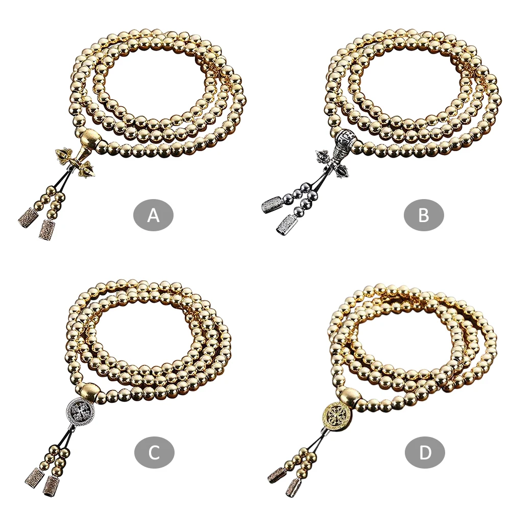 

Self Defense Supplies Steel Bracelet Buddha Beads Necklace Chain Personal Protection Outdoor Multi Tools Drop Shipping