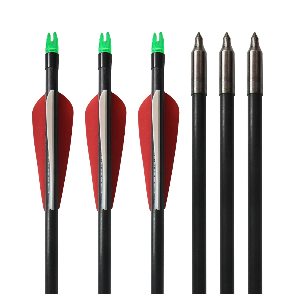 6Pcs/lot Fiberglass Arrow 85cm 33"Archery Hunting Nock Proof Fiberglass