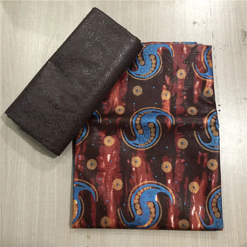 Африканский Цветочный Базен парчовая кружевная ткань, подходящая простая парча Базен Riche 10 ярдов набор