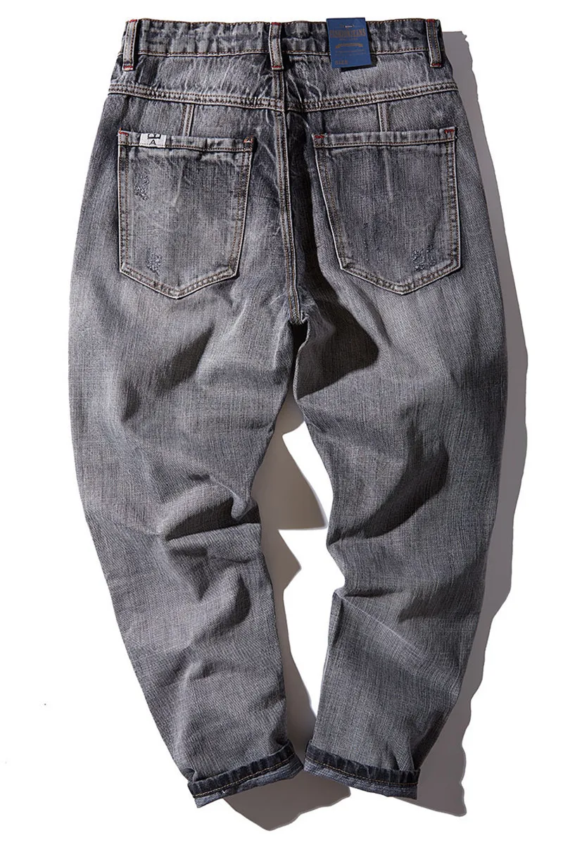Loose Hip-hop Harem Pants Fashion Casual Solid Washed Patchwork Jeans Trousers with Pockets Streetwear Large Size XS-4XL (41)