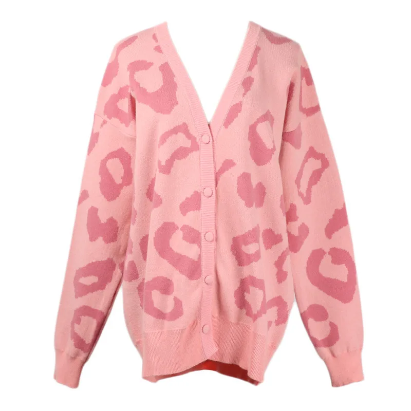 ^Cheap GRUIICEEN leopard oversized cardigan sweater v neck single breasted new designer sweater knitted long coat GY2018468