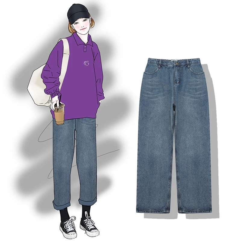 Recto 1 Vaqueros Mujeres Las Tobillo Nueva Moda Suelto De 2019 Longitud Pierna Primavera Pantalones RxOZzzq