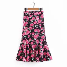 LTD1199096 Цветочный принт в стиле пэчворк с цветочным узором, высокая эластичная резинка на талии; Женская юбка-годе Для женщин Vestidos