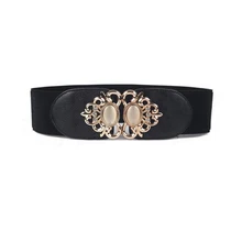 European style Elastic Ribbon Opal Rhinestone Vintage Wide Elastic Belt Vintage Brand Belts Women High Quality cummerbund