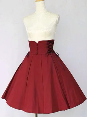 

High Quality Red Cotton Girls Women Slim-Cut Empire Waist Gothic Lolita Skirt Can be Custom