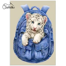 

Sashiko DIY 5D Diamond Painting Little White Tiger Cross Stitch Diamond Embroidery Patterns Home Decoration Stitch Mosaic