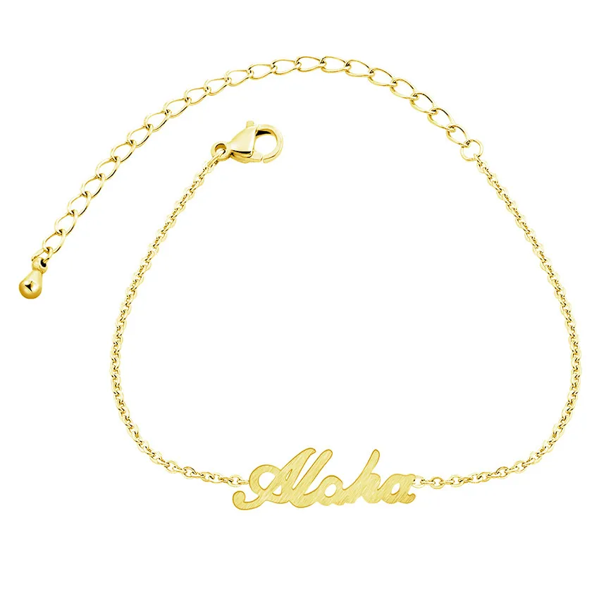 DIANSHANGKAITUOZHE Stainless Steel Chain Women Bracelet Pulseira Bff Aloha Bracelet Gold Hand Chain For Best Friend Bijoux Femme