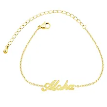 DIANSHANGKAITUOZHE Stainless Steel Chain Women Bracelet Pulseira Bff Aloha Bracelet Gold Hand Chain For Best Friend Bijoux Femme