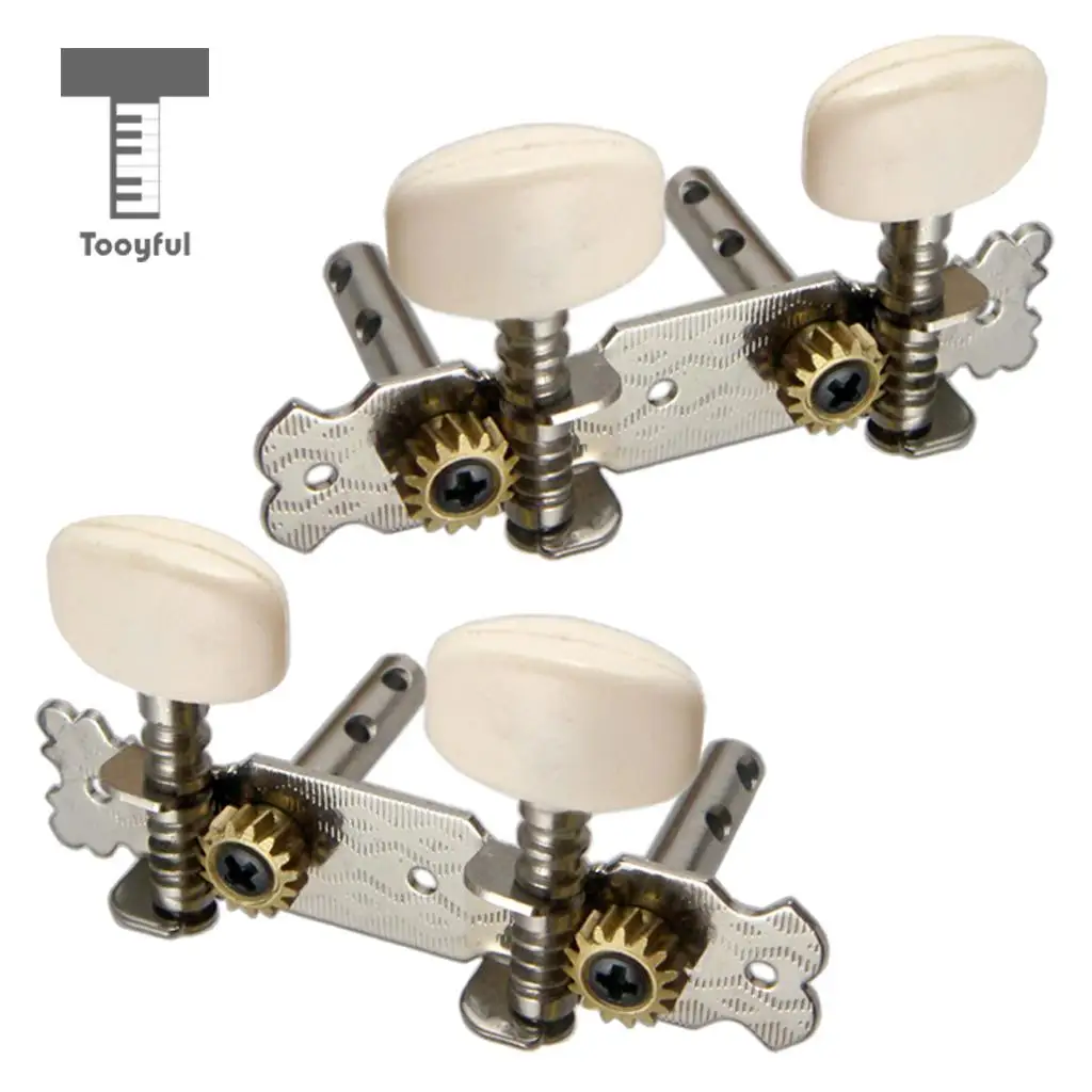 Tooyful 2R2L Tuning Pegs Machine Heads Tuner with Cream Button for Ukulele Classical Guitar 4 String
