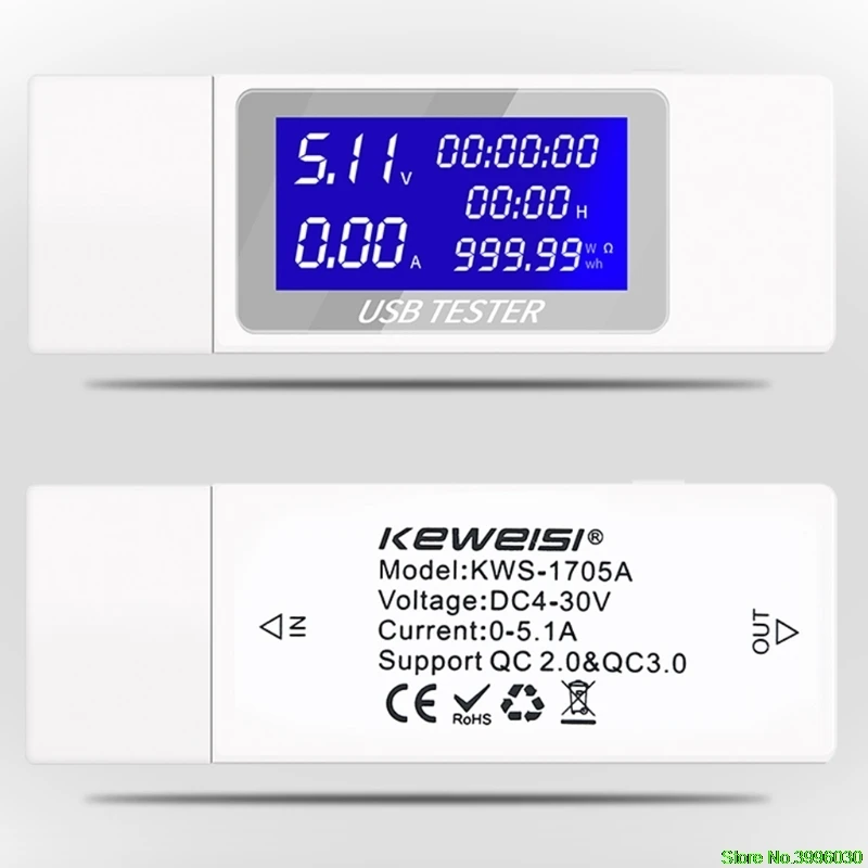 USB Tester Digital Voltmeter Current Voltage Charger Capacity Detector Indicator