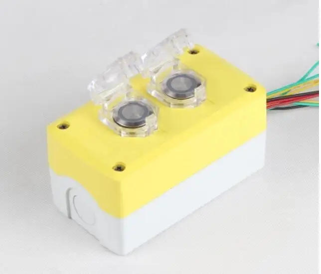 

22MM two button box metal switch power start self complex switch LED220V light start stop