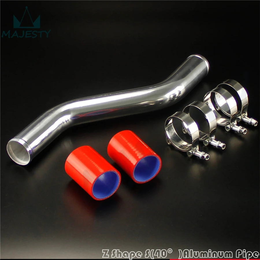50 mm 2" Z / S Shape Aluminum Turbo Intercooler Pipe silver + silicone
