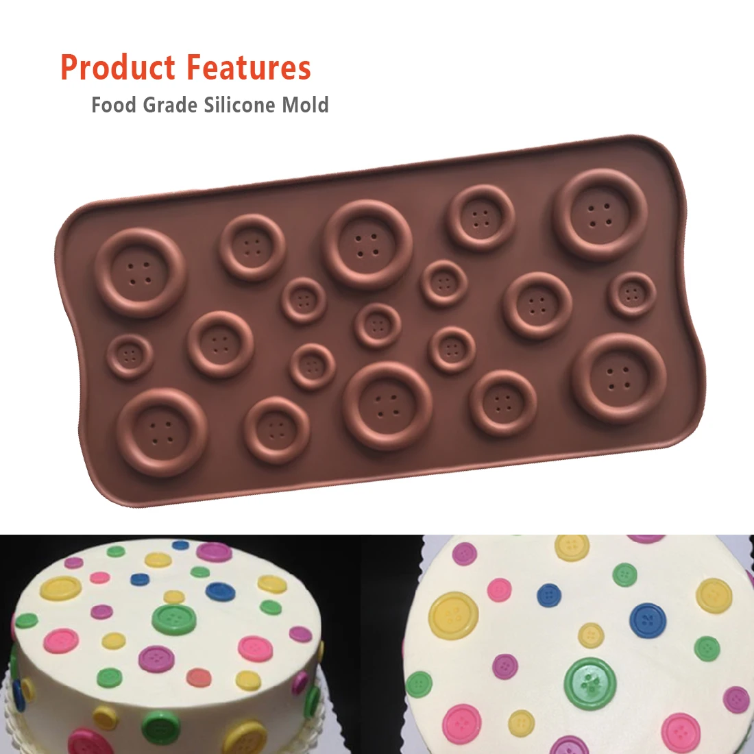 

Button Shape Chocolate Silicone Mold For Cake Cookies Mold Baking Accessories Fondant Candy Silicone DIY Molds