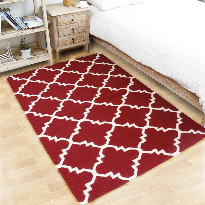 80*150 см Индии Kilim красная сетка ковер для Гостиная кровать шерсти ручной тканый
