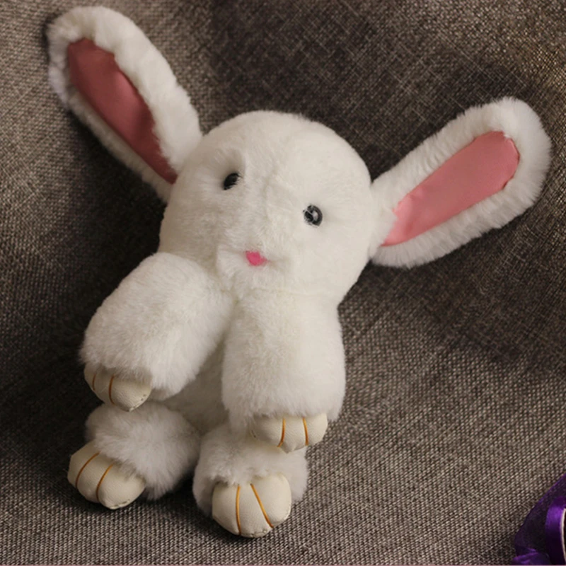 Пушистый(18 см) из искусственного меха кролика рекса с брелок помпон кролик брелок, украшение заяц игрушечный автомобиль для ключей Для женщин сумочек вечерние подарок