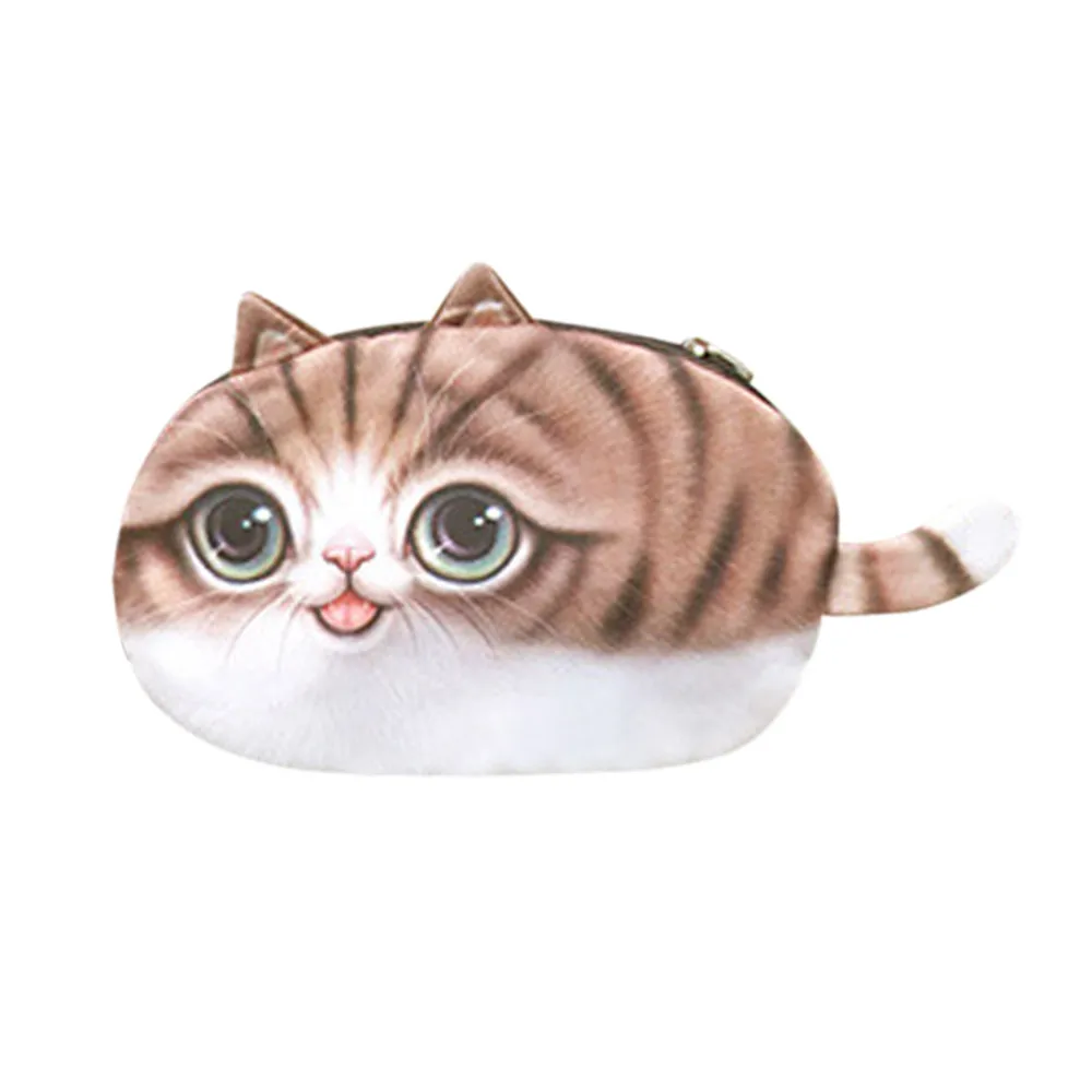 Женский мини кошелек для монет сумка мультяшный милый кот девушка брелок