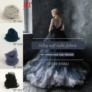 

3m/lot nylon Soft tulle fabric designer super transparent wedding mesh fabric bridal veil material white black skin net material