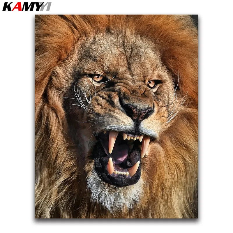 

5d diy diamond painting cross stitch Lion beads Full square diamond embroidery animal Beast full round Diamond mosaic Cat sale 2
