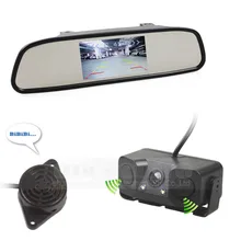 DIYKIT Auto Speaker Parking Monitor System Waterproof Parking Radar Sensor Night Vision Car Camera + 4.3 inch Car Mirror Monitor