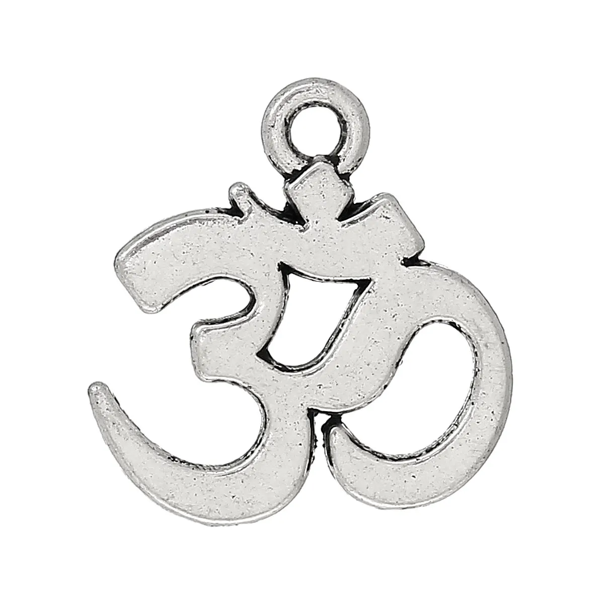 

DoreenBeads Zinc metal alloy Charm Pendants Alphabet Antique Silver " Ohm Carved 15mm(5/8")x 14mm(4/8"),15 PCs