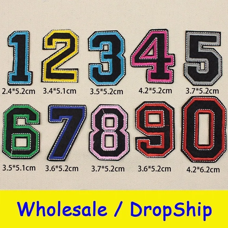1 PC Embroidery Patch Numbers Patches for Clothing Iron Number Stripes