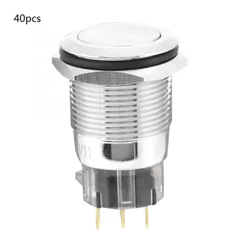 

40pcs 19mm toggle switch Metal Waterproof Momentary Push Button Switch Auto Reset Flat Head 3-Pin micro switch