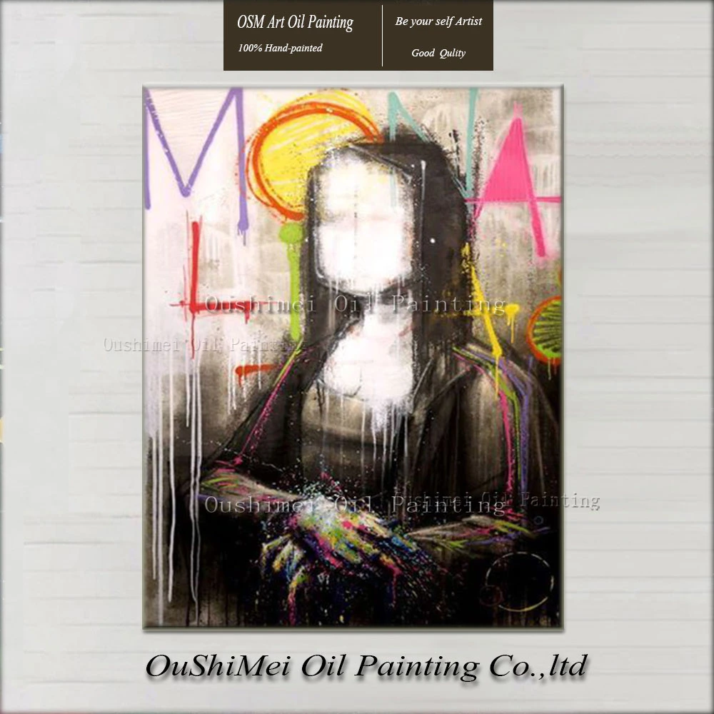 Tangan Dicat Abstrak Mona Lisa Smile Kanvas Lukisan Minyak Modern Potret Lukisan Acrylic Lukisan Dekorasi Menggantung Gambar Painting Modern Hand Paintedmodern Portrait Painting Aliexpress