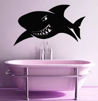 

Wall Decals Vinyl Decal Sticker Murals Bathroom Decor Fish Angry Shark