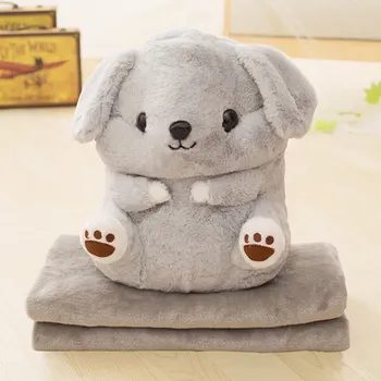 

Cute puppy pillow quilt dual-use car office multi-functional cushions air conditioning cushioned coral blanket