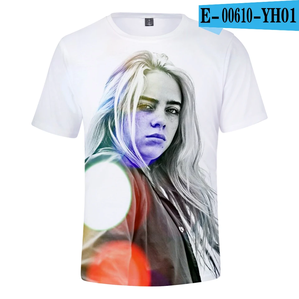 Billie Eilish, модные хип-хоп 3d футболки, принт, летняя футболка, короткий рукав, для мужчин и женщин, 3D футболки, футболка, толстовки, одежда - Цвет: YH01-1