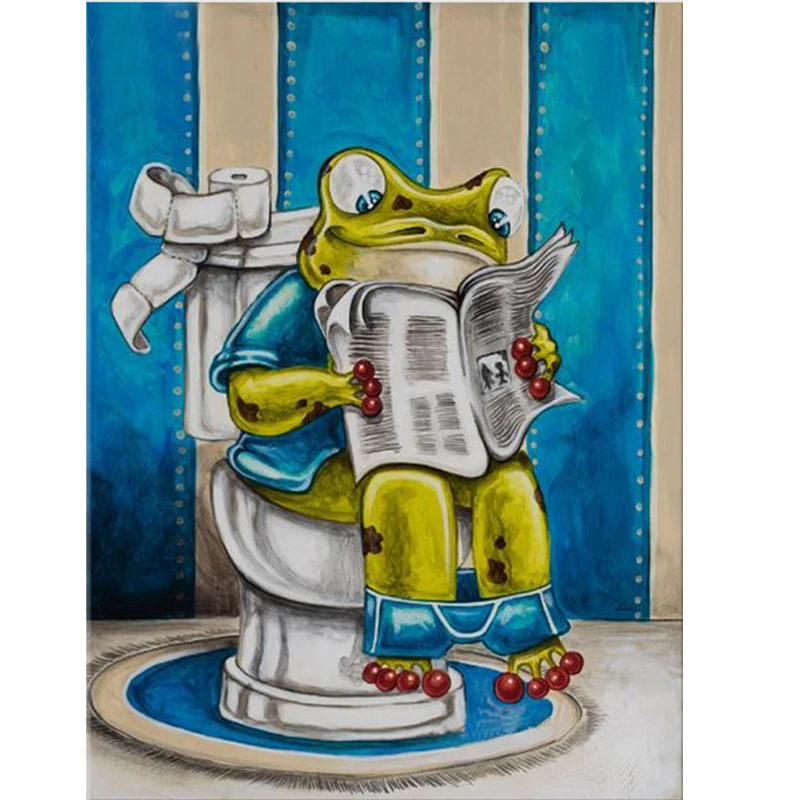

Full Square Diamond 5D DIY Diamond Painting "Toilet frogs" Daimond Cross Stitch Rhinestone Mosaic Painting Decor gifts