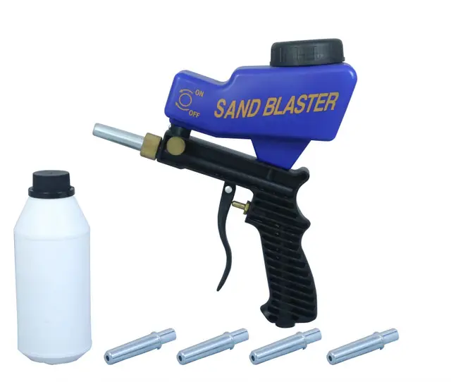 LEMATEC SandBlaster Gun With Four Nozzle Tips Sand Canned