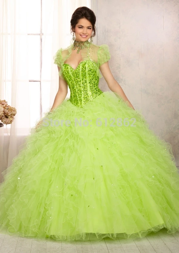 Vestido de Bola Del Organza Cristales Top Larga Verde Lima Vestidos de  Baile|dress handbag|gown and robe setsdress up butterfly wings - AliExpress