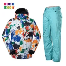 Gsou Snow-30 градусов теплые костюмы для сноубординга мужские зимние лыжные костюмы мужские водонепроницаемые 10000 дышащие зимние куртки сноуборд брюки набор