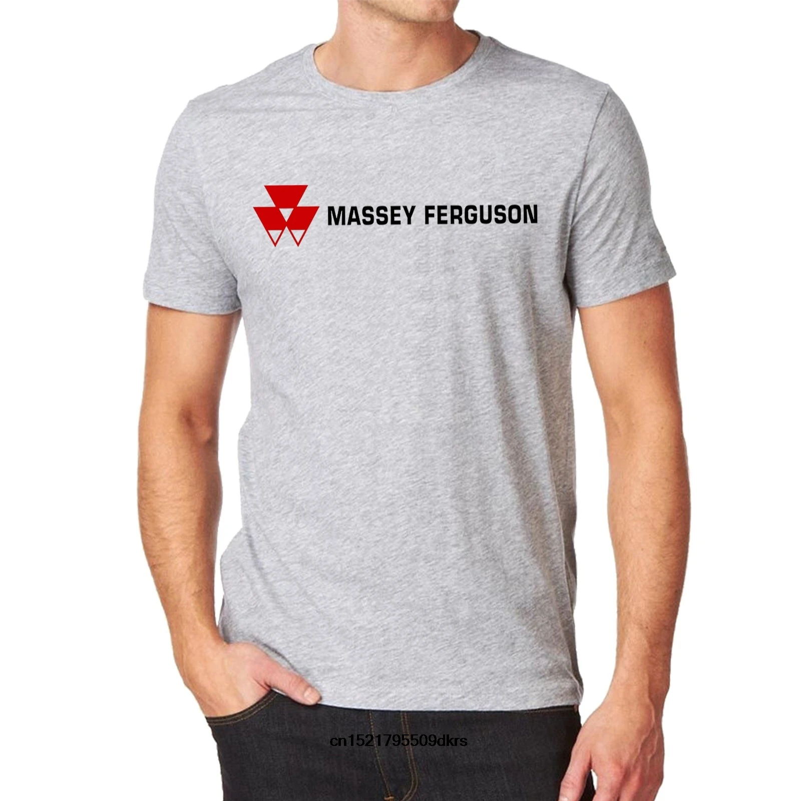 Men T Shirt s Massey Ferguson Logo Grey Tee Shirt Tractors Agriculture
