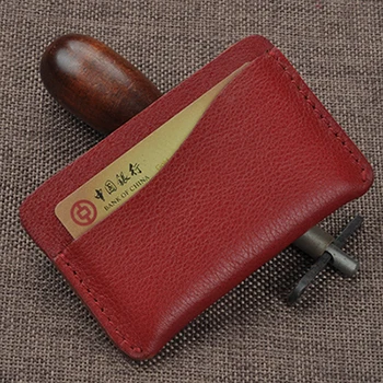 Супер тонкий мягкий ручной работы держатель для карт унисекс брендовый кошелек высокого качества органайзер для кредитных карт настоящие повседневные сумки кошельки - Цвет: red card holder