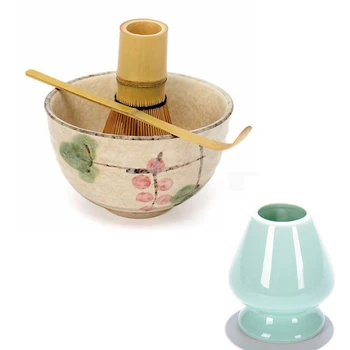 

All-ready Traditional Matcha Tea set Bamboo Matcha Whisk Chasen Scoop Ceremic Chawan whisk holder Japanese Matcha tea kit