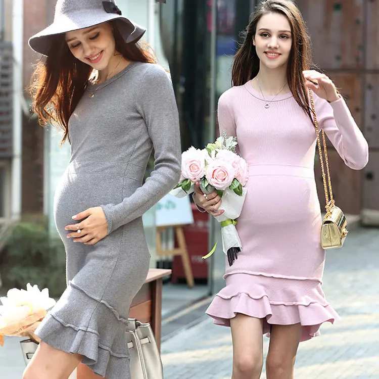 

2019 Autumn Spring Maternity Dresses Plus Size Dress Pregnant Dress Winter Baby Shower Dress Maternity Photography Props