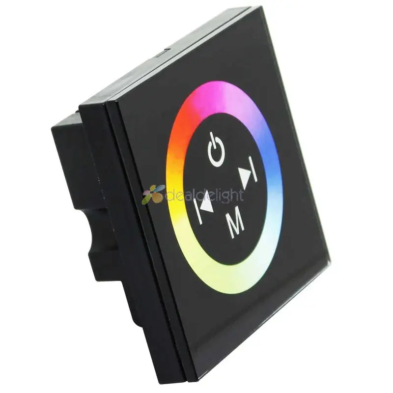 TM08 сенсорный Панель RGB светодиодный контроллер настенное крепление DC12V/24 V 12A полный Цвет диммер контроллер для RGB Светодиодные ленты света