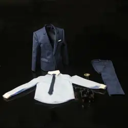 1/6th мужской комплект одежды HB003 темно-синий Деловые костюмы комплект с кожаные туфли галстук и рубашка для детей возрастом от 12 дюймов