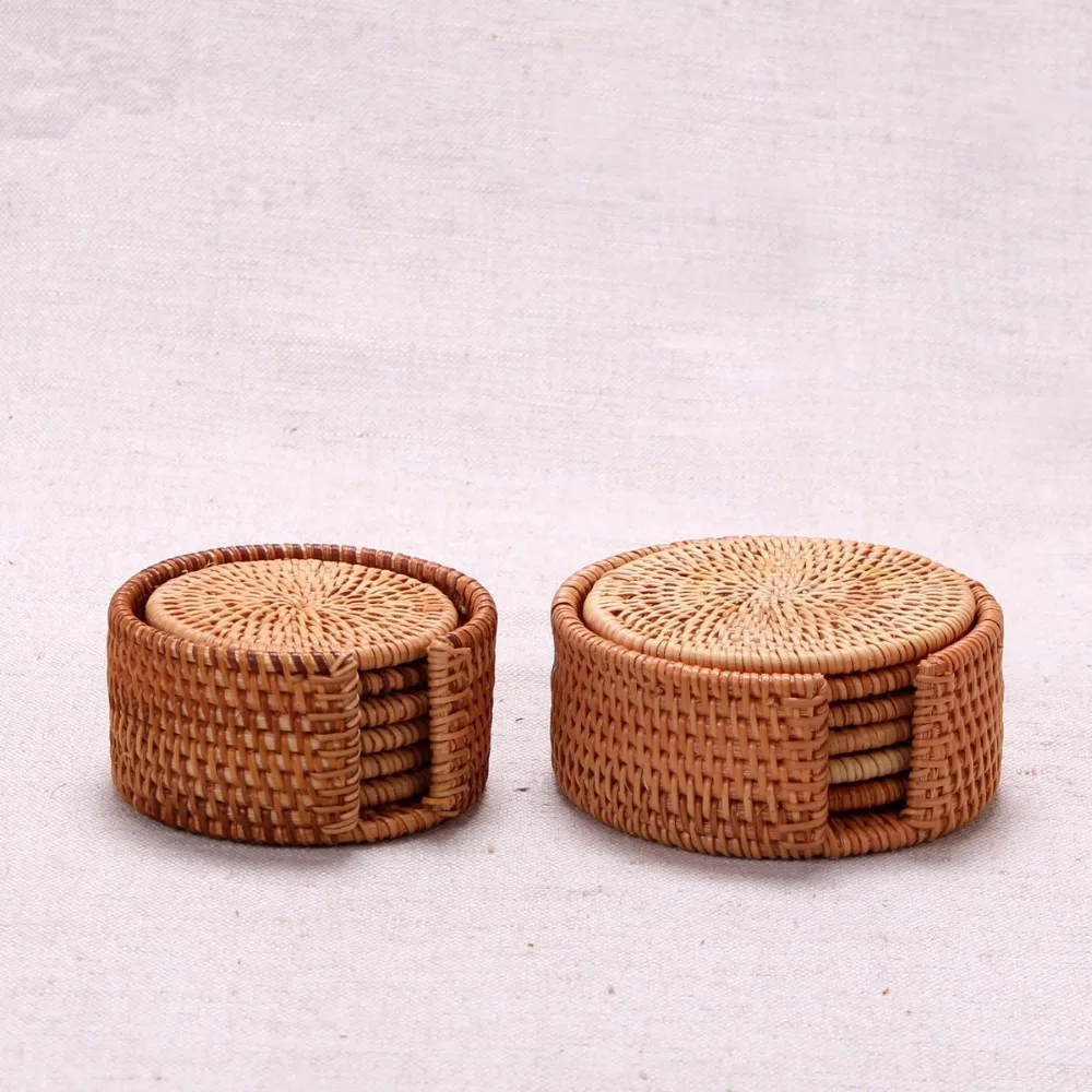6pcs/set Tea Cup Rattan Mat Insulation Mat Pat Tea Accessories Handmade