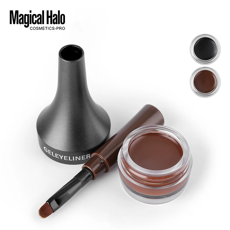 Magical Halo Professional Smudge-proof Eyeliner Gel Black Brown Waterproof Creamy Eye Liner with Brush Longwear Brow Makeup Tool Magical Halo Professional Smudge-proof Eyeliner Gel Black Brown Waterproof Creamy Eye Liner with Brush Longwear Brow Makeup Tool