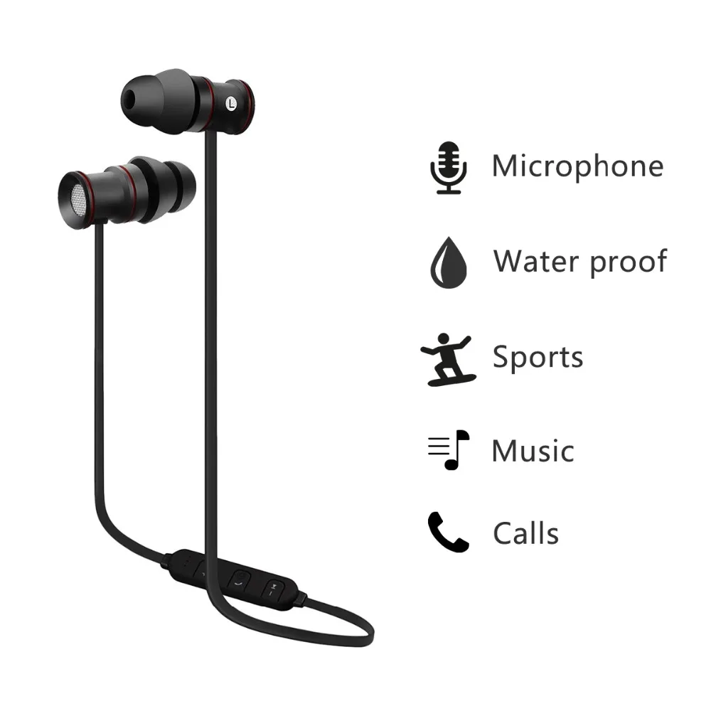 Lowest Price EXCELVAN BTH-828 Sport Bluetooth V4.1 Earphone Stereo Sweatproof Running Wireless Earphones with Mic Magnetic Compatible