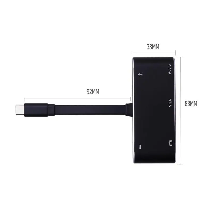 Конвертер кабель 5 в 1 USB-C Тип-C к HDMI 4 K Apapter аудио кабель VGA USB3.0 PD переходник Кабель, шнур для Macbok Pro