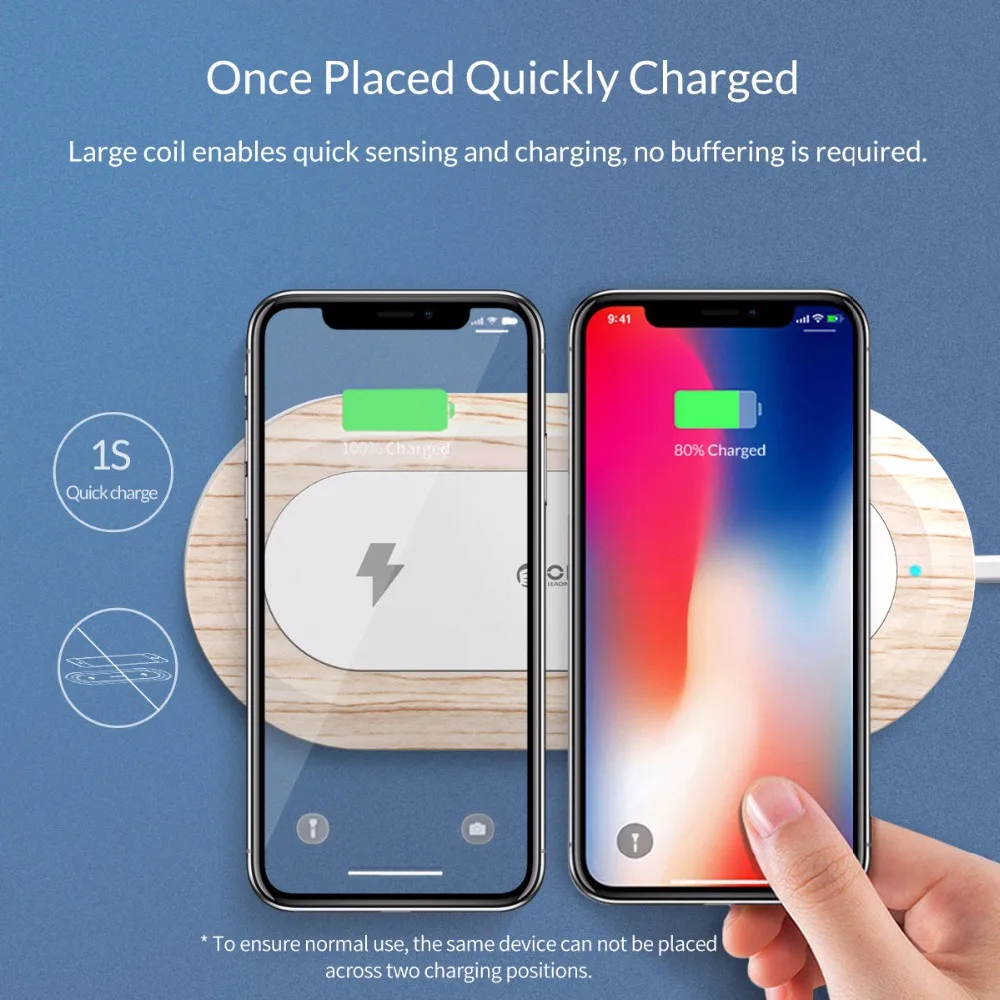 ORICO с двойной катушкой Беспроводной Настольный Зарядное устройство iPhone X/8/8 Plus USB Беспроводной зарядки для samsung S6/S7/S8/S8