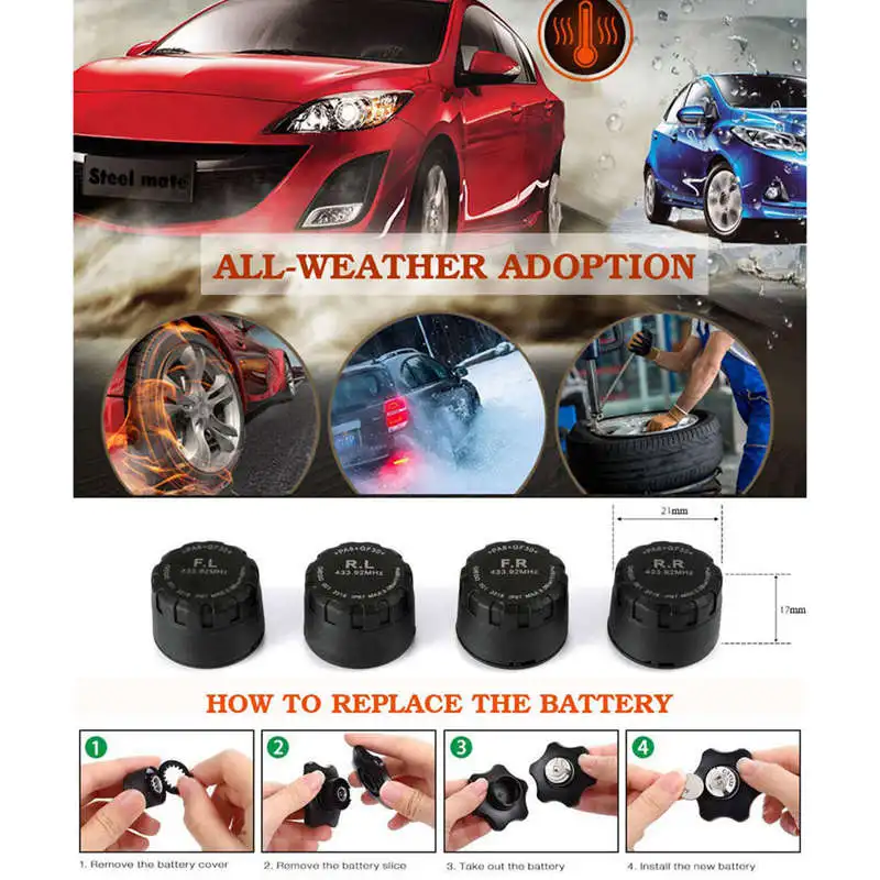 Система контроля давления в шинах Tpms с Usb разъемом в мониторе, разъем прикуривателя, универсальная беспроводная автомобильная сигнализация Lc