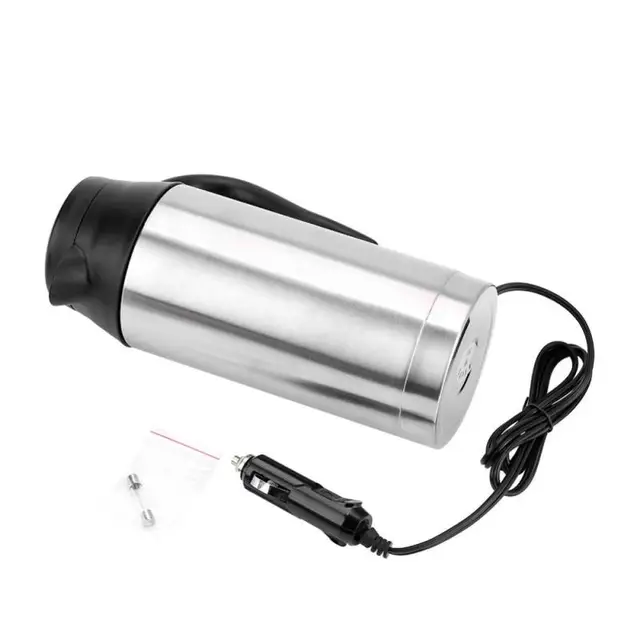 Portable 750ml 24V Electric Heating Cup Kettle Stainless Steel Water