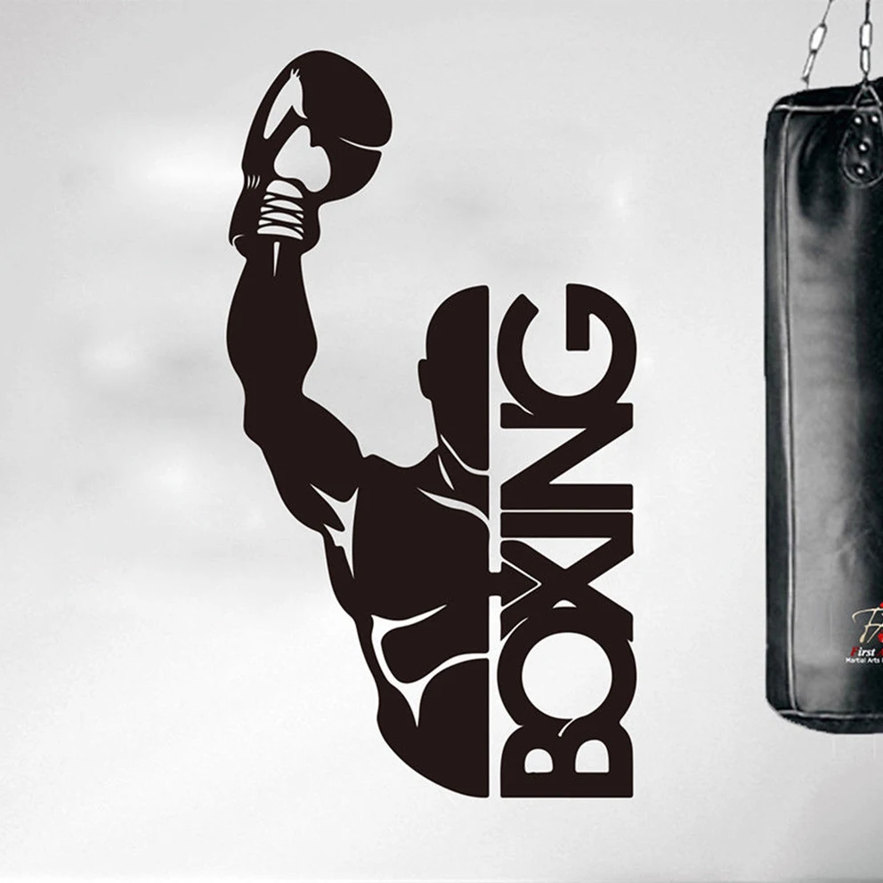 Wall Sticker Boxing Boxer Fight Gym Fitness Wall Decal Wallpaper New-in
